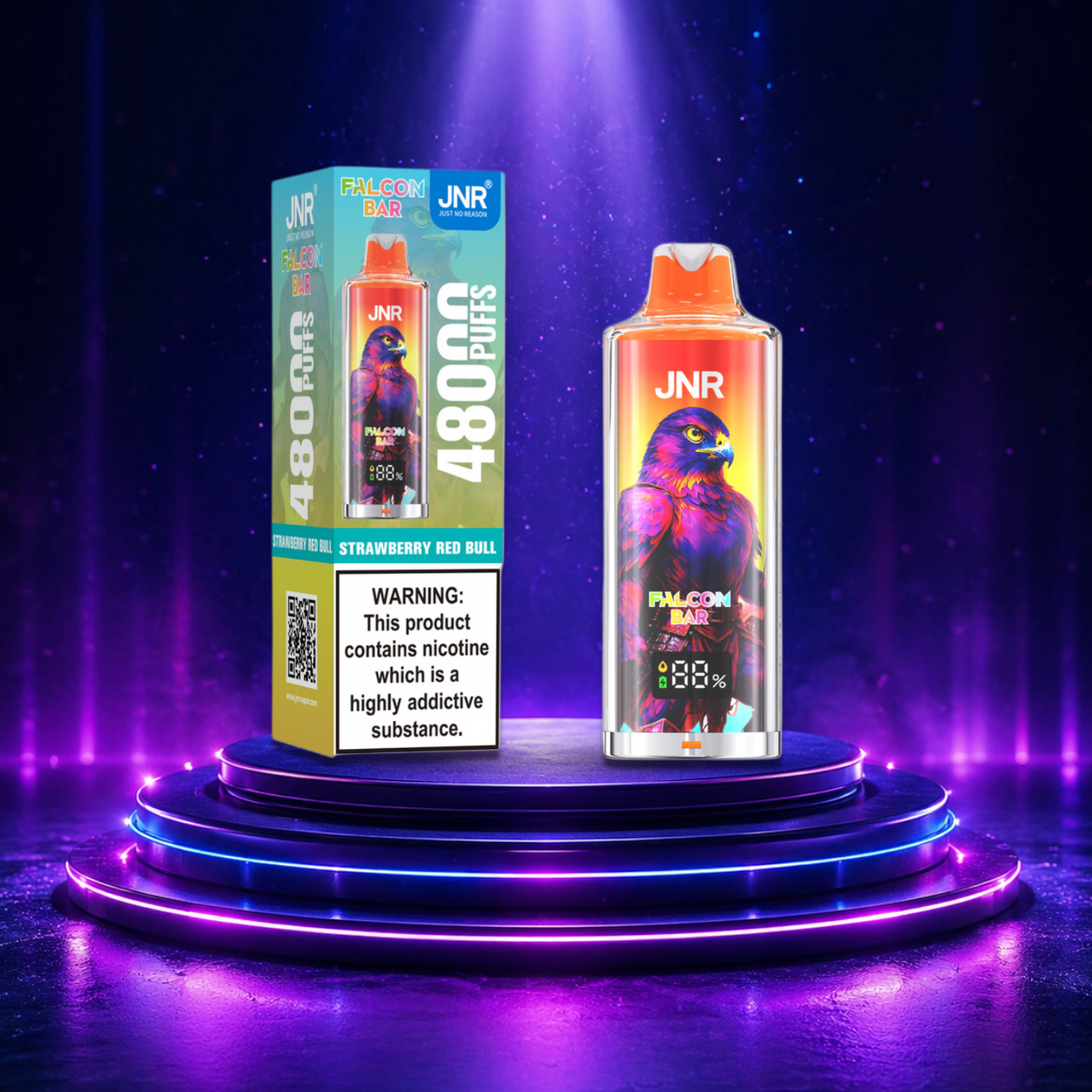 Vape descartável JNR Falcon Bar - 48K — pastilha de morango, 48 000 puffs