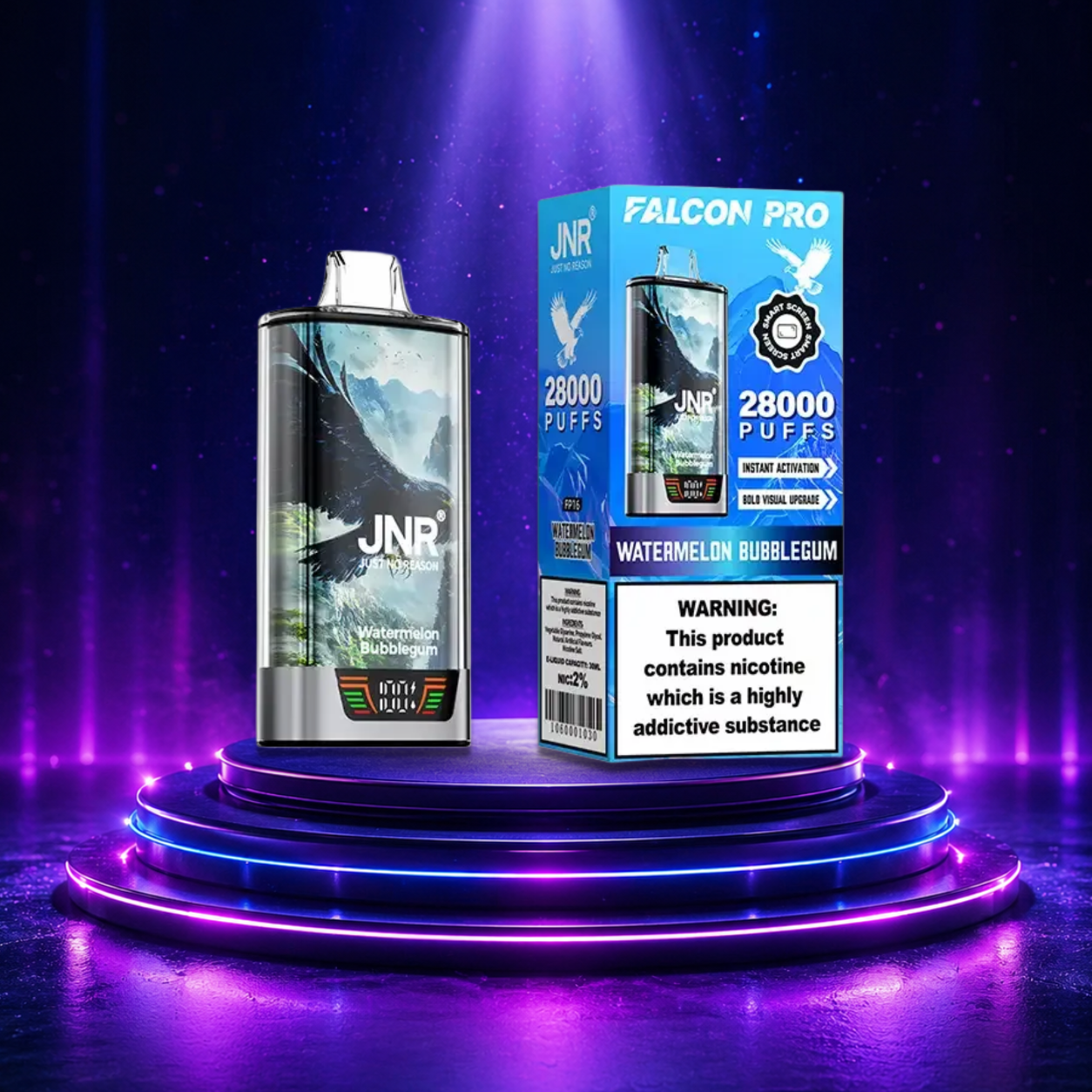 Vape descartável JNR Falcon Pro - 28K — banana gelada, 28 000 puffs