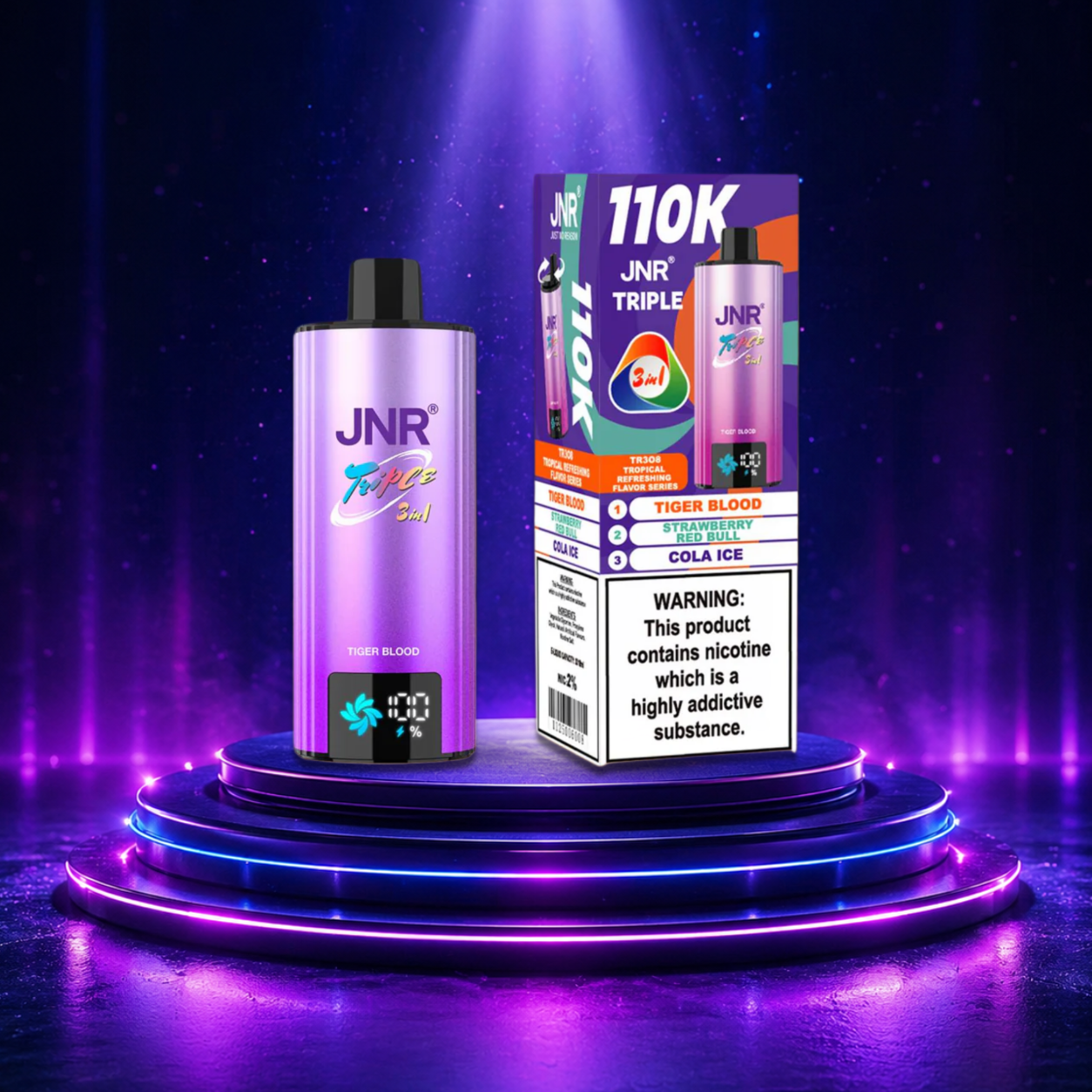 Vape descartável JNR Triple - 110K — kiwi, melancia e gelo, 110 000 puffs